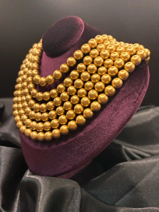 Vintage Carolee Gold Multi Strand 14” Statement Necklace Glam Luxe - Picture 3 of 8